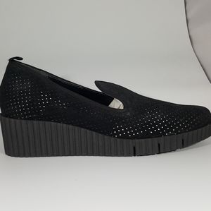 The Flexx Black Suede Slip On Wedge Sneaker